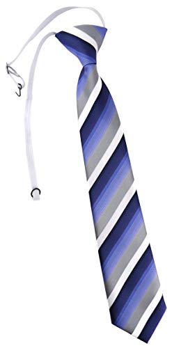 TigerTie Kinderkrawatte in blau dunkelblau grau weiss gestreift - Krawatte...