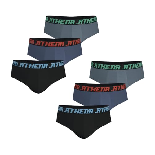 Athena - Lot de 6 Slips Homme Essentiel – Confort et Respirant – Coton Stretch Respirant - Label Oeko-TEX® Standard 100