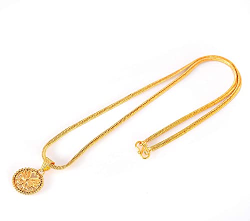 Image of Handicraft Kottage 1 gm Micro Gold plated Stylesh Modern Brass Chain Pendant locket Necklace for Men,women and kids Ganesh ganapti ganpati bappa (Style2)