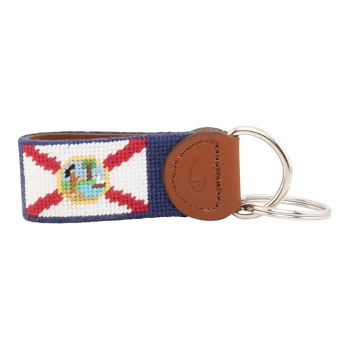 Image of Leather Hand-Stitched Needlepoint Key Fob or Key Chain