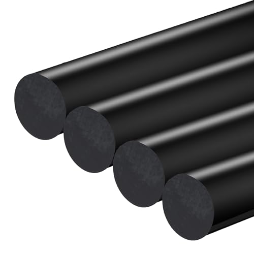 Image of 4 Pack Round Acetal Copolymer Rods, 1 Inch Diameter and 12 Inch Length Plastic Delrin /Acetal Rod, Standard Tolerance, Opaque Black Acetal Copolymer Rod Perfect for Non-Marring Fixtures