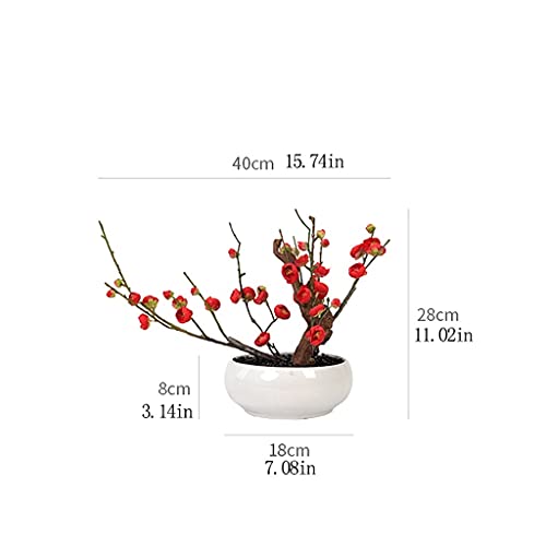 MIROOOO Sztuczne drzewko Bonsai Ceramiczny kwiat Bonsai Symulacja Potted Rośliny Zen Ozdoby do salonu i biura
