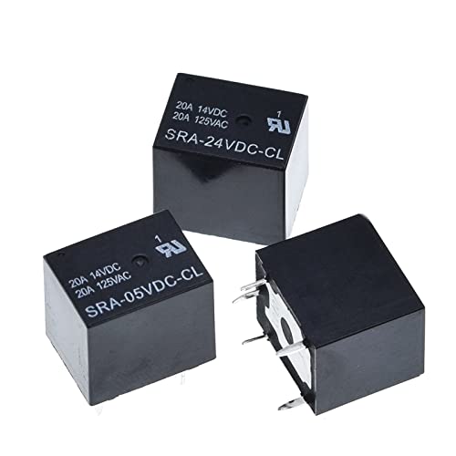 Relé de potencia de 24V DC SRA-24VDC-CL negro de 5 pines para PCB 4