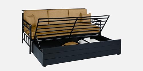 Image of 3 Seater Metal Sofa Cum Bed with Hydraulic Storage | Single Size Sofa Cuma Bed | 3 Seater Sofa Set, Metal Sofa Set for Living Room (Camel, Single Size (76 inch x 48 inch))