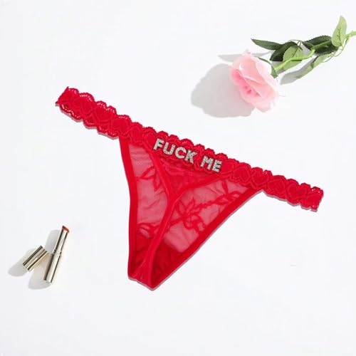 Image of UIASKOWP Personalized Thong With Special Word Funny Custom Underwear Thong Low Rise Sexy G-String for Women