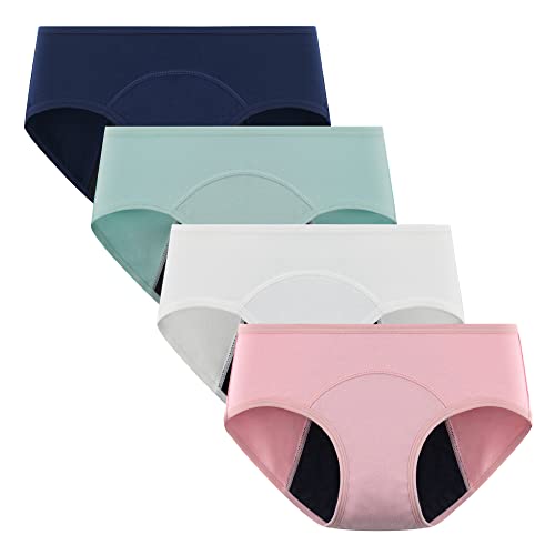 POPKOK Teen Girls Period Underwear Cotton Brief Panties 4 pack
