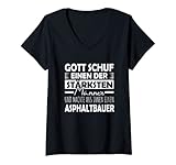 Damen Gott Schuf einer der stärksten Männer Asphaltbauer T-Shirt mit V-Ausschnitt