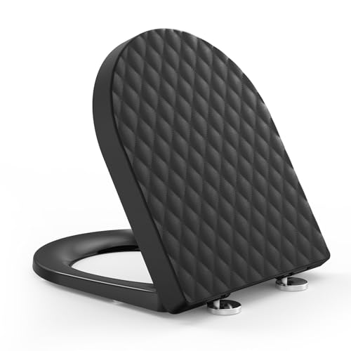 YEAUPE PRO Abattant WC avec frein de chute Forme D, – Cuvette Toilette en PP avec Démontage Rapide, Patins Antidérapants et Gabarit d’installation –...
