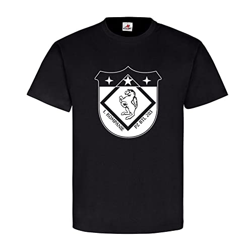 T-Shirt Militaire Noir Taille L avec Emblème HEMER Char Bataillon Bundeswehr #15604