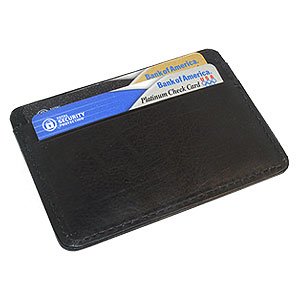 MW30170-BK Cowhide 4" x 2.75" Black Leather Slim Line Credit Card Holder (Black)2