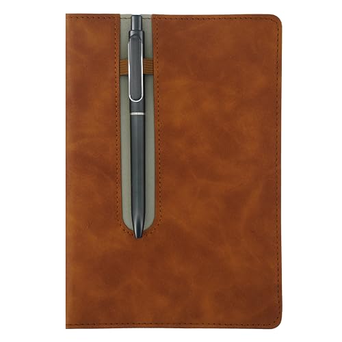 SLFreMint Leather Notebook with Pen and Pen Holder Loop 240 Pages 80GSM Paper College Ruled Lay Flat Suitable Journal for Work Study Diary and Business Hardcover Note Book for Both Man and Woman