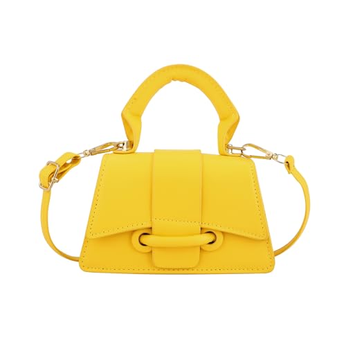 Ayliss Micro Mini Crossbody Handbag Womens Purse Clutch Cute Mini Trendy Bag Top Handle PU Leather Shoulder Bag (Yellow)