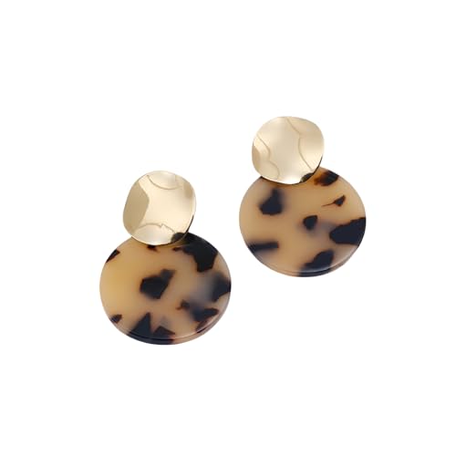 14K Yellow Gold Leopard Earrings For Women And Men, Round Clip On Earrings No Hole Geometry Leopard Ear, Cheetah Earrings, Animal Print Earrings, Leopard Print Earrings, Leopard Jewelry For Women