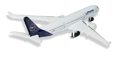 Majorette Airbus 350 Lufthansa Spielzeugflugzeug (13 cm) - Lizenziertes Metall-Modell im Originaldesign für Kinder ab 3 Jahren - 212057980Q02, Weiß