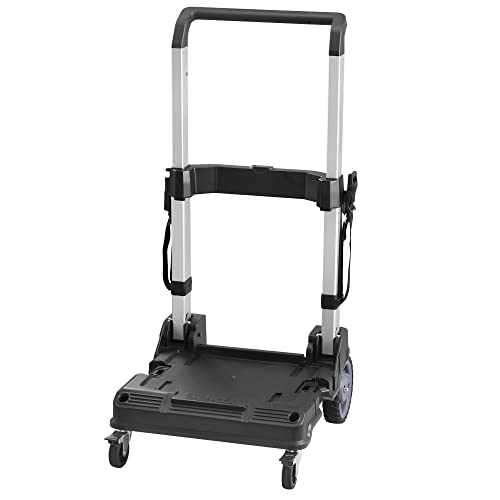 Stanley FatMax Pro-Stack Trolley (klappbarer Aluminium-Trolley mit Teleskopgriff, zum einfachen und sicheren Transport der Pro-Stack Boxen, 100 kg Ladekapazität, mit Sicherheitsgurt) FMST1-72363