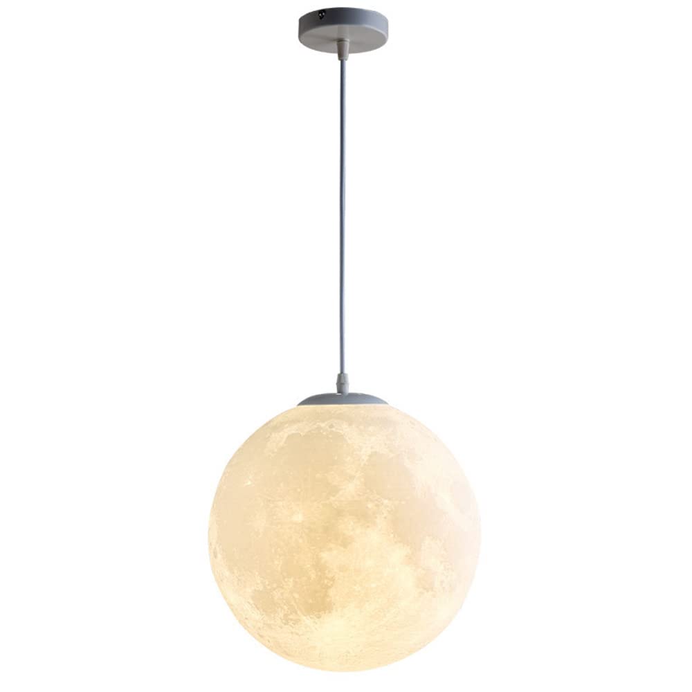 SDUYTDG Single Head 3D Moon Pendant Light,white Dining Room Light,Modern Hanging Light Fixtures,Adjustable Height Globe Chandelier For Kitchen