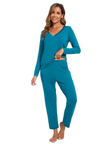 Image of GYS Women's Bamboo Viscose Long Sleeve Pajamas Set