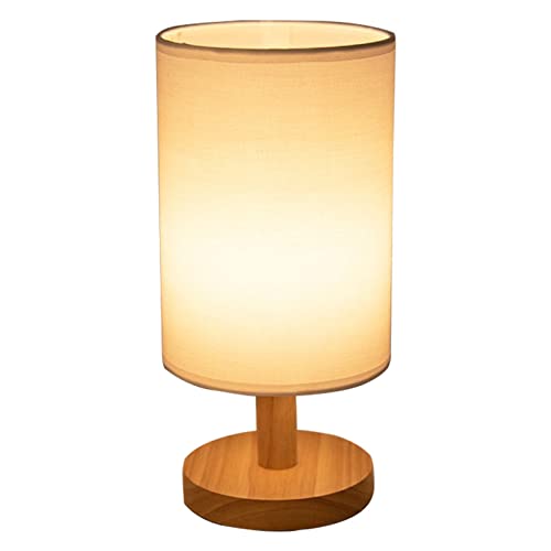 Lampe de chevet USB bois abat-jour cylindrique d&eacute;coration chambre