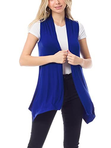 Design by Olivia Women's Sleeveless Breathable Draped Open Front Casual Cardigan Layering Long - Made in USA