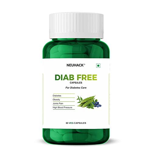 Neuhack Diab Free Diabetes capsules with Neem karela jamun for Diabetes & Sugar – Ayurvedic diabetes supplement herbal medicine (60 caps each)(Pack of 2) Neuhack Diab Free Diabetes capsules with Neem karela jamun for Diabetes & Sugar – Ayurvedic diabetes supplement herbal medicine (60 caps each)(Pack of 2)