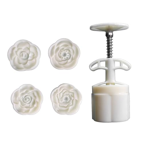 HapGlan 3D Flower Pattern Dessert Molds MidAutumn Festival Dessert Maker Cookie Stamp Hand Pressure Dessert Baking Tool