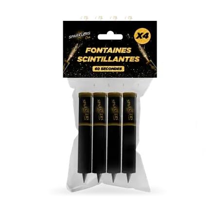 Lot de 4 fontaines lumineuses de 12 cm - classe C1 - Durée d'illumination unitaire 60 secondes