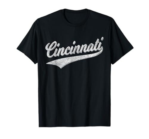 Cincinnati Ohio Retro Script Sports Jersey Flag T-Shirt