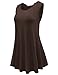 JollieLovin Womens Sleeveless Comfy Plus Size Tunic Tank Top with Flare Hem - Coffee, XL (1X)