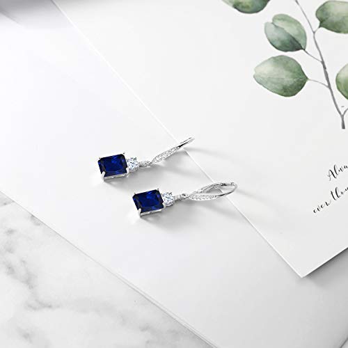 Gem Stone King 4-5 Cttw Drop Dangle Earrings for Women | 925 Sterling Silver | Emerald Cut 9X7MM Gemstone Birthstone | Fine Jewelry Gifts for Her Mom Anniversary Wedding 5