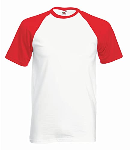 Fruit of the Loom Herren T-Shirt Valueweight Kurzarm Baseball T 61-026-0 White/Red XXL