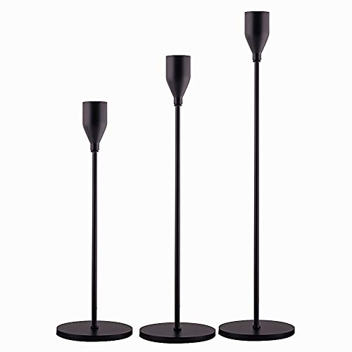 SUJUN Matte Black Candle Holders Set of 3 for Taper Candles, Decorative Candlestick Holder for Wedding, Dinning, Party, Fits 3/4...