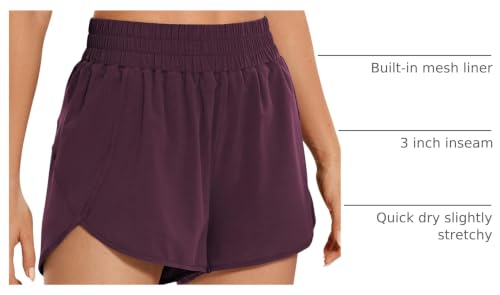 Image of CRZ YOGA Dolphin Athletic Shorts 3 inch | High Waisted, Mesh Liner, Quick Dry, Lightweight, A Zip Pocket, for Women