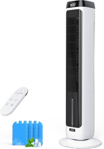JRD 41' Evaporative Cooler with 3 Speeds, 5 Modes, Remote, 80° Oscillation Swamp Cooler with 12H Timer, Bladeless Tower Fan Cooling Fan for Bedroom Office Home