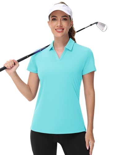 Image of TACVASEN Women's V-Neck Polo Shirts UPF 50+ Short Sleeve Sun Protection Quick Dry Golf Polos Collared Shirt
