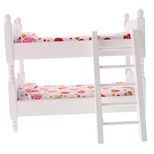 ifundom Casa de muñecas litera Toys Cama Matrimonio Double Bed Cama Doble camastro casa de muñecas Cama litera de Juguete Mini Cama litera de la casa Mini Modelo de Madera