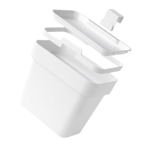 GLEAVI Cesto De Basura Colgante Para Cocina Minicesto Colgante Para Puerta De Armario Cubo De Basura Para Exteriores Con Tapa Para Pared Color Blanco Pp