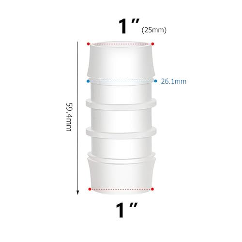 Image of Quickun Plastic Hose Barb Fitting, 1 inch x 1 inch Barbed Splicer Mender Joint Adapter Union Fitting (Pack of 5)