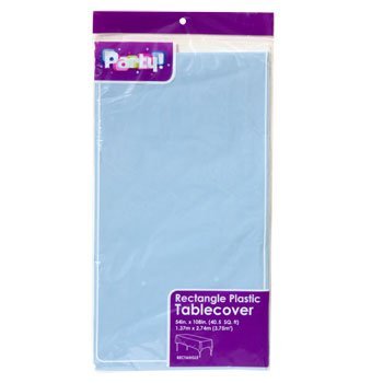 3-PACK DISPOSABLE PLASTIC TABLE COVERS/TABLECLOTHS (LIGHT BLUE)