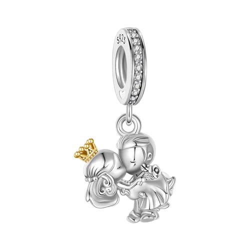 BIZK Charm Argento Sterling 925 Ciondolo per Donna Bracciali e Collane Regalo Ciondoli di compleanno di San Valentino Festa Della Mamma Giorno Natale Bat Mitzvah (Ciondolo per coppia di sposi)