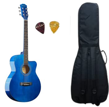 Belear I-720-BLG 40 Inch Blue Glossy Dual Action Truss Rod Acoustic Guitar with Bag and Picks