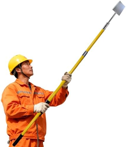 20' Insulated Ice Scraper Removal Pole - 110kV Fiberglass Hot Stick for De-Icing Lines & Gutters, Includes 7 Interchangeable Shovel Heads, Ideal for Home & Commercial Snow Clearance