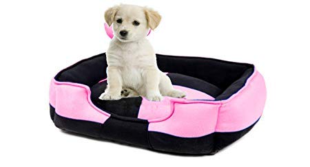Petslover Ultra Soft Pink & Black Color Fleece Fabric Polyester Filled Sofa Reversible Dog/Cat Beds (Export Quality) -XL