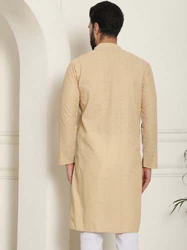 Image of SOJANYA Men's Cotton Regular Fit Casual (Since 1958 Silk Sequinned Neck Embroidered Long Kurta