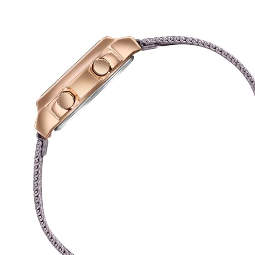 Image of Sonata Poze 8 Quartz Digital with Pink Dial Pink Mesh Strap Watch for Women - SP80170WM01W