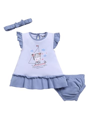 Image of Smart Baby Cotton Frock Set for Baby Girl - Stylish Soft Dress Girl in Ship Print & Frill Collar | Pack of 1