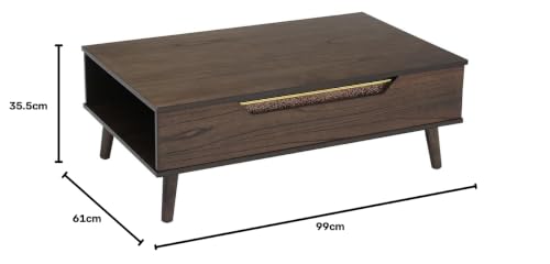 Image of Royaloak Miami American Lift Top Coffee Table | Solid Wood with Veneer Top | Lift Top Coffee Table | Ample Storage | Multiple Utilities | Durable & Long Lasting | Tapered Legs
