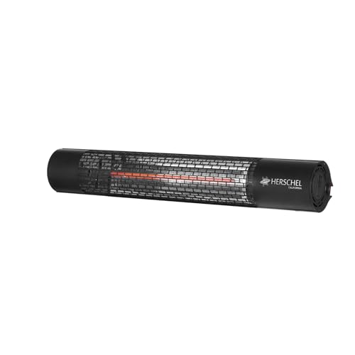 Herschel California Remote Controlled Electric Patio Heater, Black, 2kW, 130mm Height, 780mm Width, 140mm Length