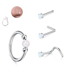 Opal set 1 -white opal with 10mm hoop