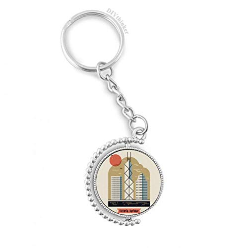 Porte-clés rotatif Hong Kong avec le panorama coloré de Victoria Harbour pour vos clés