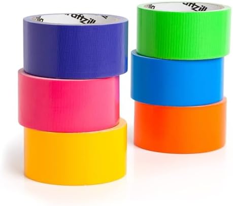 Craftzilla Colored Duct Tape Multi-Pack, 6 Bright Colors,10 Yards x 2 Inch